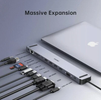 USB C Docking Station CHOETECH 11-in-1 Docking Station 100W PD, 4K HD, RJ45, VGA - Image 1 of 4