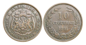 P166, Bulgarien, Alexander I., 10 Stotinki 1881, Heaton Mint, schöne Münze! - Bild 1 von 3