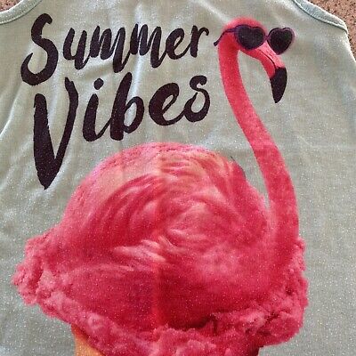 Girl s Justice Size Small 6/7 Flamingo Tank T...