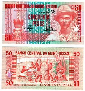 1990 Guine-Bissau P10 50 Pesos UNC Banknote - Picture 1 of 1