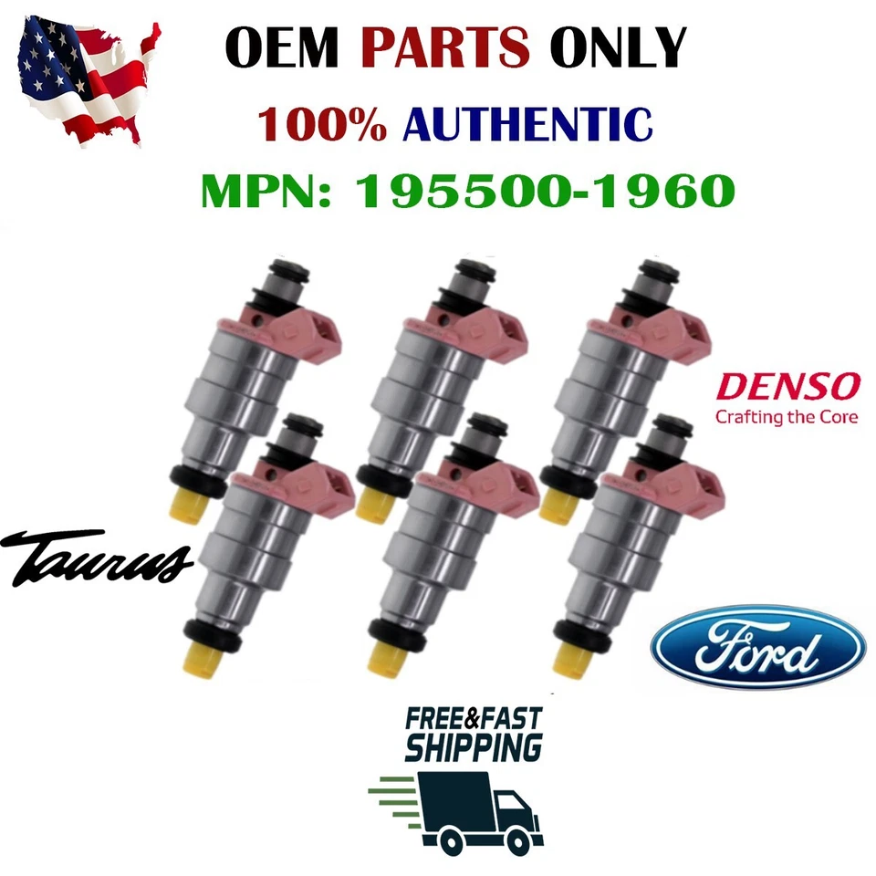 Inyectores de combustible Denso x6 genuinos para Ford Taurus 1989-1995 3,0 L V6 MP#195500-1960 Foto 1 de 1