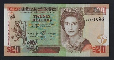 BELIZE 20 DOLLARS 1997 P-63 UNC  British - England uk - Image 1 of 2
