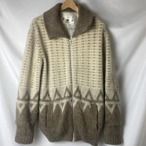 Maglione da donna Canknit taglia XL marrone bianco pura lana vergine cerniera Canada - Foto 1 di 8