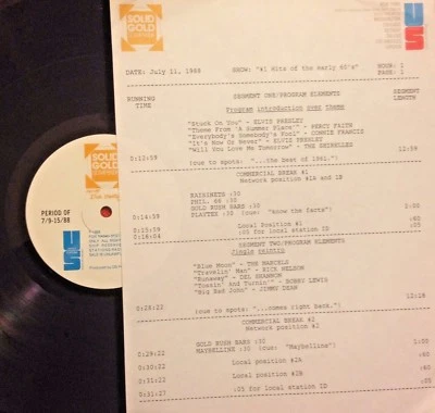 RADIO SHOW: 7/11/88 #1's OF EARLY 60's! ELVIS, RICKY NELSON, 4 SEASONS, JOEY DEE - Image 1 of 2