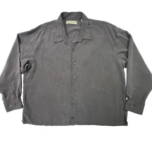 Camisa Tommy Bahama Para Hombres Marrón Seda Mezcla Lana Mangas Largas Abotonada 2XL DE COLECCIÓN - Imagen 1 de 11