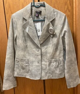 C & E Studio Tan Leather Metallic Accent Jacket Size M $50 - Picture 1 of 6