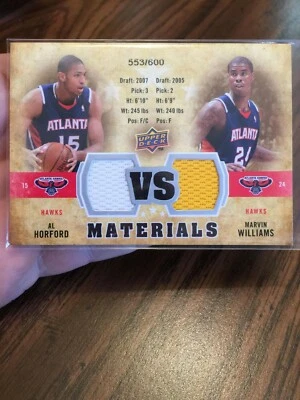 MARVIN WILLIAMS AL HORFORD 2009-10 UD VS MATERIAL ATLANTA HAWKS DUAL JERSEY /600 - Image 1 of 2