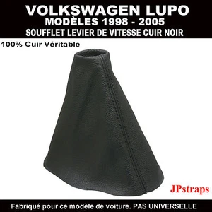 VW LUPO (1998-2005) SOUFFLET LEVIER DE VITESSE VÉRITABLE 100% CUIR NOIR - Picture 1 of 1
