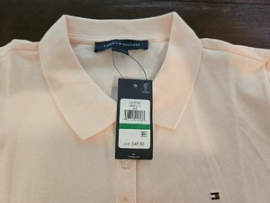 Tommy Hilfiger 1/2 Button Down Polo Pale Pink Chest Logo Boys Size L 16/18 - Picture 1 of 9