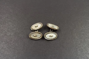 antike Manschettenknöpfe Silber 925 Perlmutt wohl Art Deco um 1925 - Bild 1 von 6