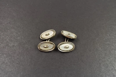 antike Manschettenknöpfe Silber 925 Perlmutt wohl Art Deco um 1925 - Bild 1 von 4