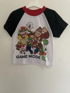 Super Mario Kid Boys Luigi Bowser Donkey Kong Raglan Short Sleeve PJ Top White 7 - Picture 1 of 4
