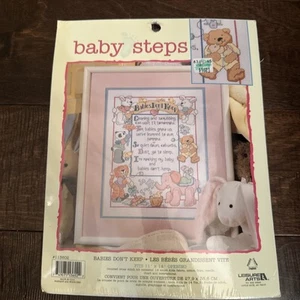 NIP Leisure Arts Baby Steps Babies Don’t Keep (Girl) Counted Cross Stitch Kit - Picture 1 of 2