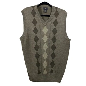 Dockers Men's Argyle Sweater Vest Large Beige Tan Sleeveless Knit Pullover - Picture 1 of 6
