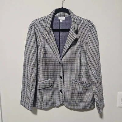 Chaqueta Blazer Jill L Tejida Pata de Gallo Azul Verde Clásica Oscura Academia Preppy Foto 1 de 4