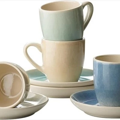 famiware Glacier 3oz Espresso Cups with Saucers Set of 4, Oven Safe, Multi-color - Image 1 of 4