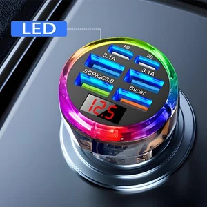 1× Multicolor LED Light USB PD Car Phone Charger QC3.0 Fast Charging Accessories - Bild 1 von 12