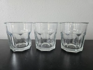 3 Vintage Anchor Hocking Drinking Glasses 8 Panel Facets Heavy Thick Rim Working - Picture 1 of 8