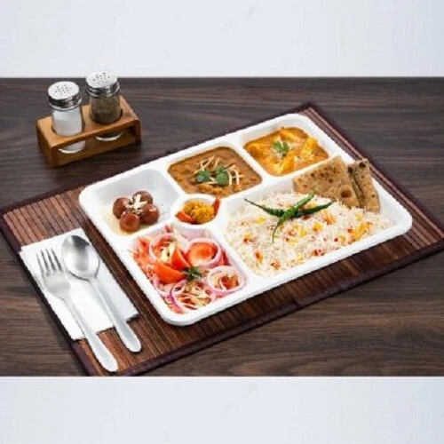Bhojan Thali / Stack Thali Set of 3 with FREE Melamine Spoons 5 in 1 compartment - Image 1 of 4