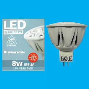 4x 8W (=50W) LED MR16, 12V, GU5.3, Warm White Reflector Spot Light Bulb Lamps - Picture 1 of 6