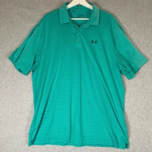Under Armour Polo mens XL striped green HeatGear Performance Golf Striped - Picture 1 of 7