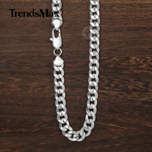9mm 26" Long Curb Cuban Link Necklace Mens Chain White Gold Tone GF Jewelry POP - Picture 1 of 8