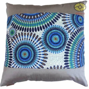 Decorative Blue Multicolor Jacquard-Circle Weave Satin Cushion Cover/Pillow case - Picture 1 of 6