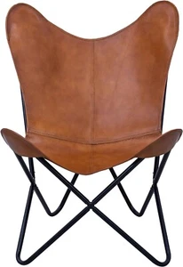 Living Room Relax Handmade Chair Leather Butterfly Accent Home Decore With Stand - Picture 1 of 6
