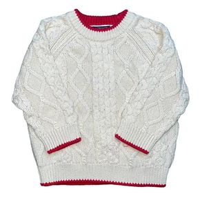 Oshkosh Cable Knit Sweater Crewneck Toddler Boys Size 24 Months Beige Red - Picture 1 of 5