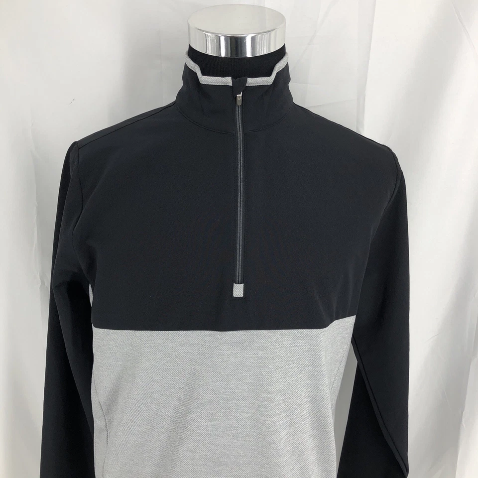 Antigua Negra Gris 1/4 Cremallera Pullover Atlético Manga Larga Camisa Mediana Foto 1 de 4