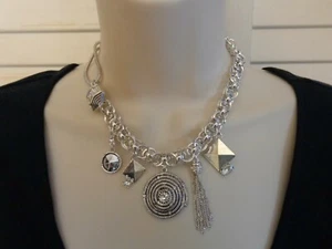 Erickson Beamon Rocks💗"Helen of Troy" Swarovski Crystal Silver Charm Necklace - Picture 1 of 11