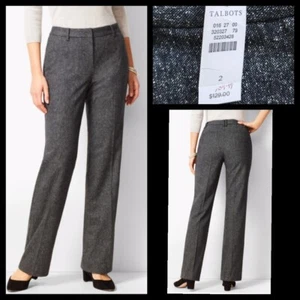 $129 New 2 Talbots Charcoal Gray Wide Leg Windsor Trouser Wool Blend Pant Office - Bild 1 von 16