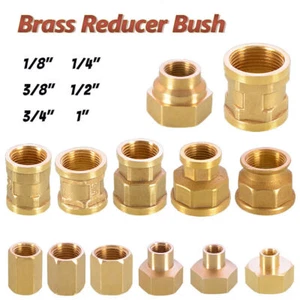 Brass Reducer Bush / Female to Female Socket Connector 1/8" 1/4" 3/8" 1/2" - 2" - Picture 1 of 28