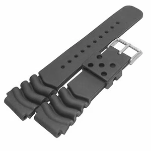 SEIKO DIVER'S 22mm Replacement Black Strap Rubber Wave Vent For Watch - Picture 1 of 4