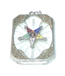 Colgante Vintage Orden Masónica de la Estrella del Este Alcanfor Vidrio Joyería OES - Imagen 1 de 6