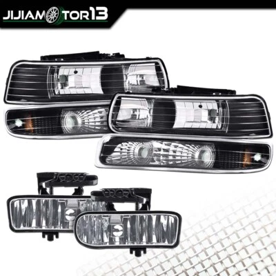 Headlights Bumper Lamps+Fog Lights Fit For 00-06 GMC Yukon XL 99-02 Sierra 1500 - Image 1 of 4