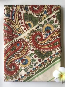 APRIL CORNELL Round Tablecloth Yellow Orange Green Paisley 100% Cotton 70” NEW - Picture 1 of 4