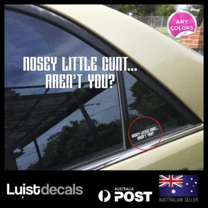 NOSEY LITTLE C#NT... AREN'T YOU? Prank stickers funny small rude 100x27mm - Picture 1 of 2
