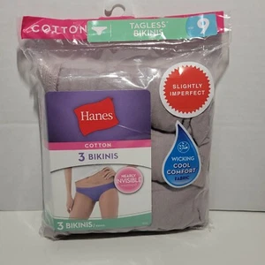Hanes Women's 3 Pairs Bikini Panties 100% Cotton Size 2XL/9 - Picture 1 of 2
