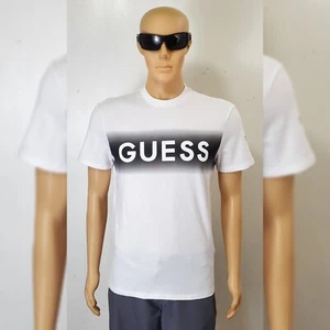 NWT GUESS TSHIRT MEN'S REGULAR FIT SHORT SLEEVE CREW NECK SIZE XL 3D LOGO WHITE - Picture 1 of 6
