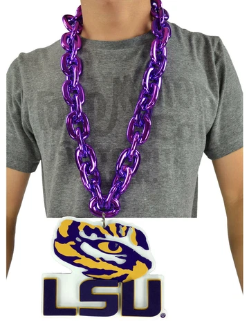 New NCAA LSU Tigers Purple Fan Chain Necklace Foam Cover