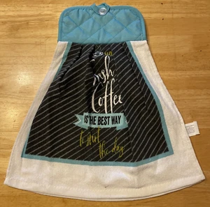Dish Towel Hanging Potholder a hot fresh coffee is the best way to start the day - Picture 1 of 3