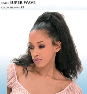 SHAKE-N-GO FREETRESS SUPER WAVE DRAWSTRING PONYTAIL NATURAL WAVY PONYTAIL - Picture 1 of 11