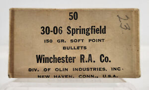 Antique/Vintage 30-06 Springfield Soft Point Winchester RA Ammo Box #3 EMPTY yqz