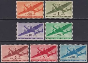 USA Sc # C25-31 MNH AIRMAIL TWIN MOTORED TRANSPORT PLANES (Sc CAT $18.90) - Picture 1 of 1