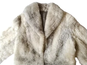 Eddie Bauer Womens Fur Coat Icelandic Sheepskin Shearling Beige VTG Jacket Small - Picture 1 of 12