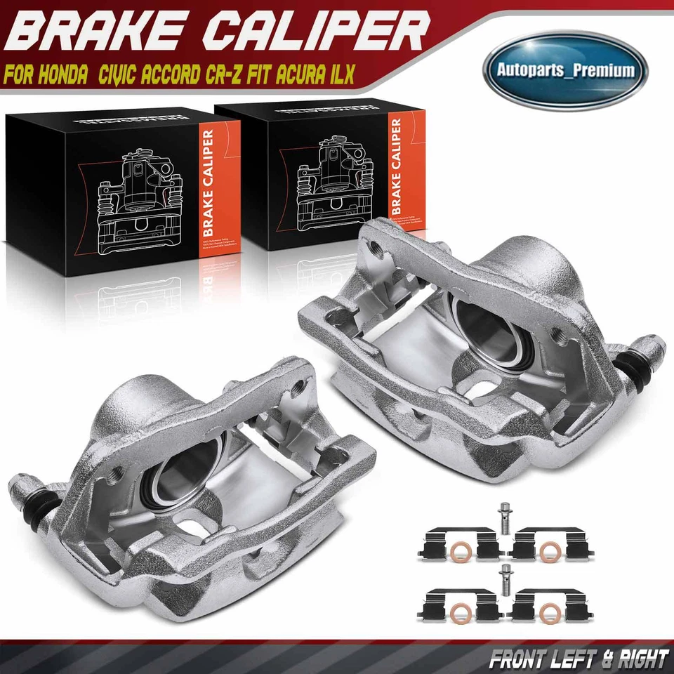 Par de pinzas de freno delanteras con soporte para Honda Civic 13-21 Accord Fit Acura ILX Foto 1 de 4