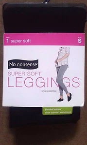 Brand New No Nonsense Super Soft Black Leggings Size Small Banded Ankles - Picture 1 of 2