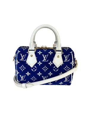 Louis Vuitton Jacquard Velvet Speedy 20 Bandouliere Blue Crossbody Bag Ebay Live - Image 1 of 4