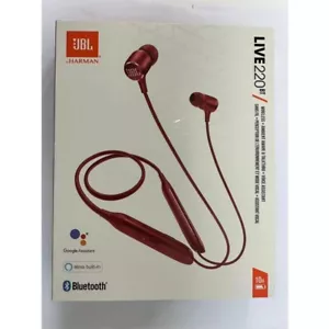 JBL Live 220BT Wireless Neckband Earbuds In-Ear Headphones Red Built-in OEM - Picture 1 of 5